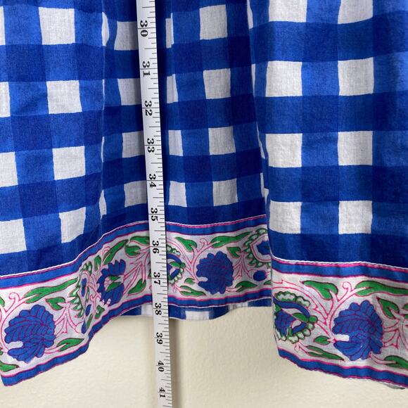 SZ Blockprints Priya Dress Size L London Blue Gingham Cotton Casual Tuckernuck - Picture 14 of 14